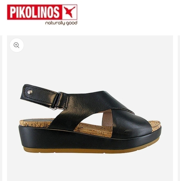 Pikolinos Mykonos Leather and Bohemian Lightweight Cork Wedge Slingback Sandal - Picture 2 of 10